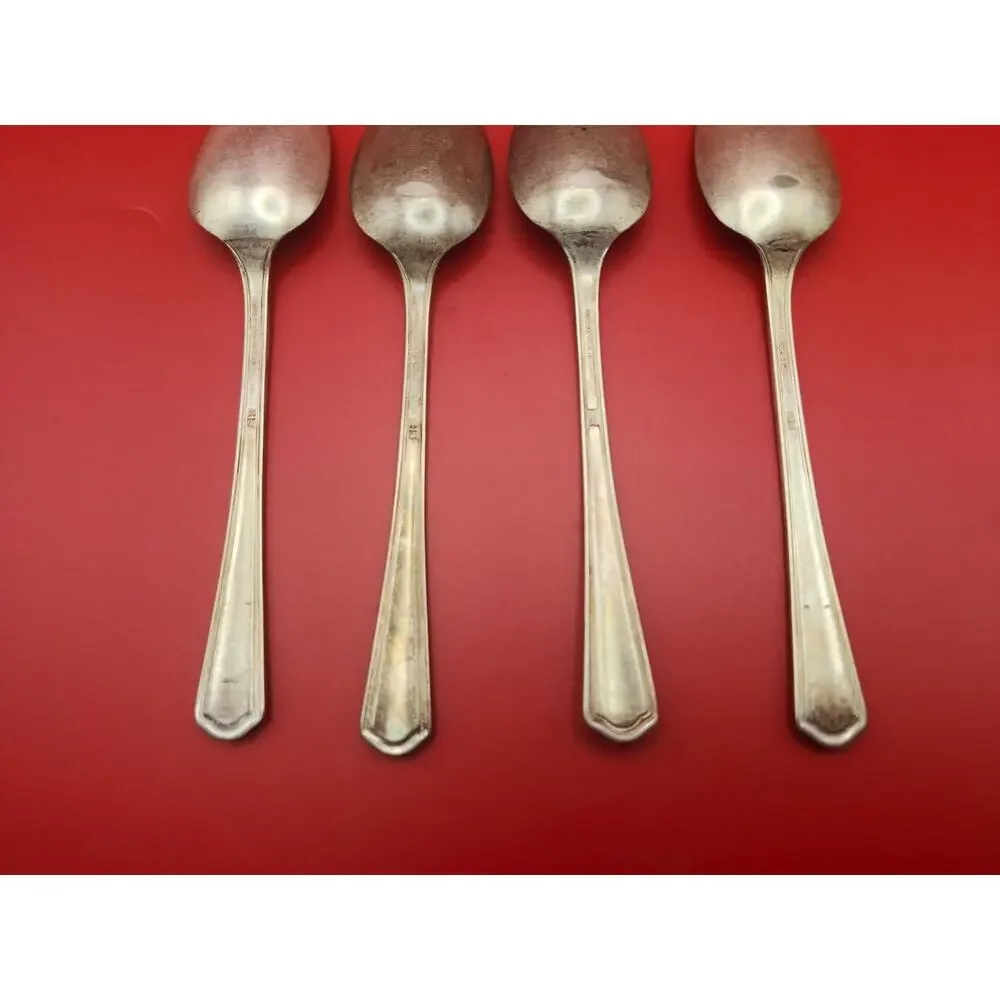 Set of 4 International Wm Rogers IS Chatham 1935 Silver Plate 6” Teaspoons Vtg